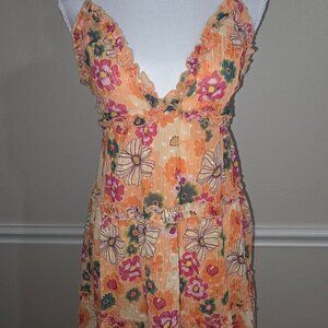 Wild Fable Floral Ruffle Mini Dress Orange Pink Size S NWT